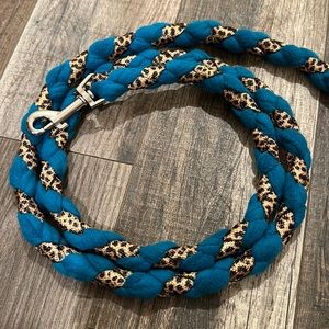 Custom Hand Braided Dog Leash Teal/Leopard